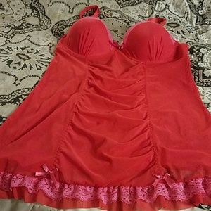 Ted with pink lace Size 3X Black Fuchsia intimates